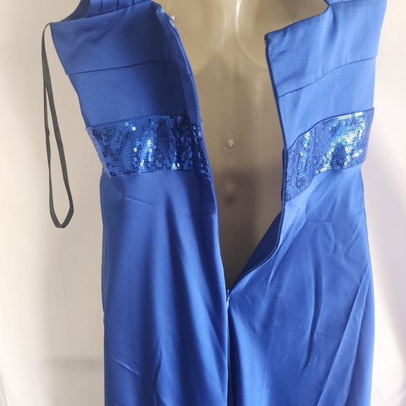 Calvin Klein Cobalt Blue Sequin Waist Gown Size 6 Formal Maxi Dress - Picture 10 of 12
